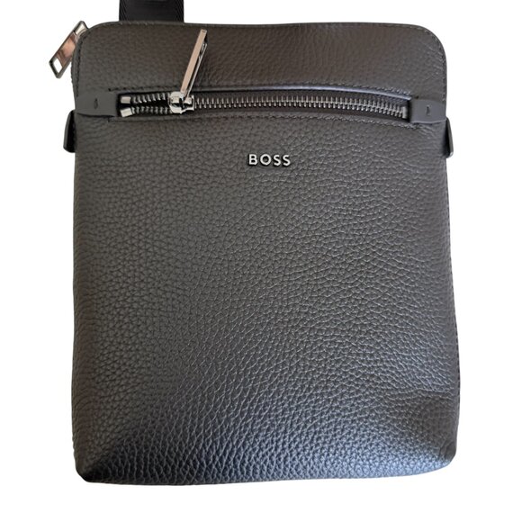 HUGO BOSS Morval_S All Leather Zip Env_O Bag 50517985 Black - Picture 3 of 16